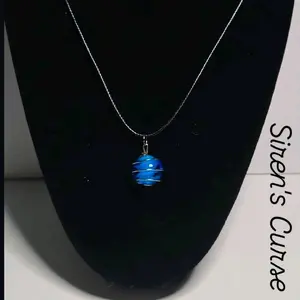 Siren's Curse Necklace with Blue Spiral Pendant on Silver Chain for Women's Fashion