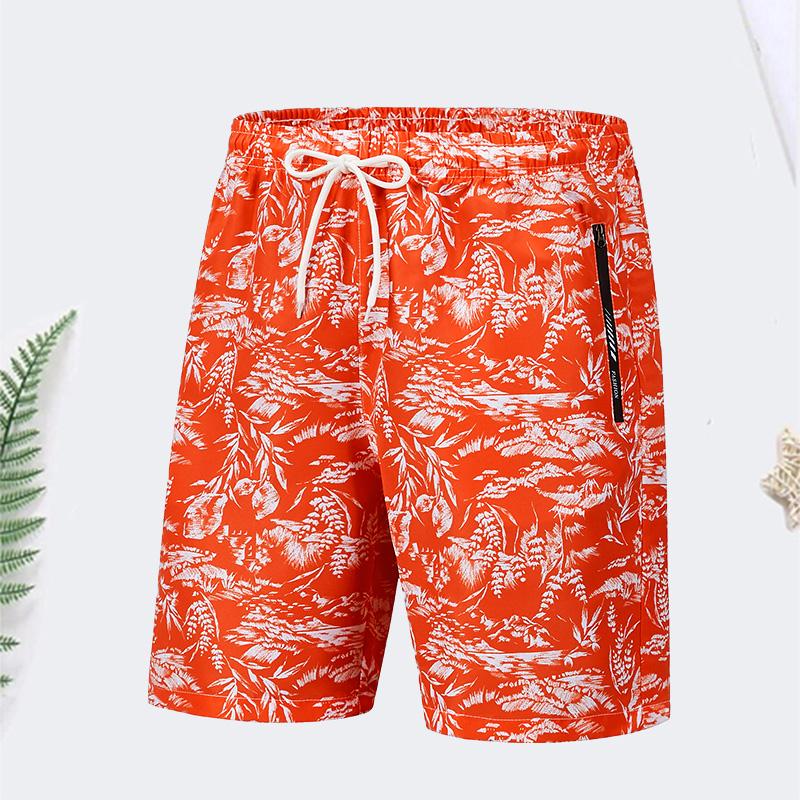Multi-pack men’s Hawaiian beach shorts: quick-drying swim trunks with pockets; summer casual tropical floral print board shorts suitable for the beach and pool.