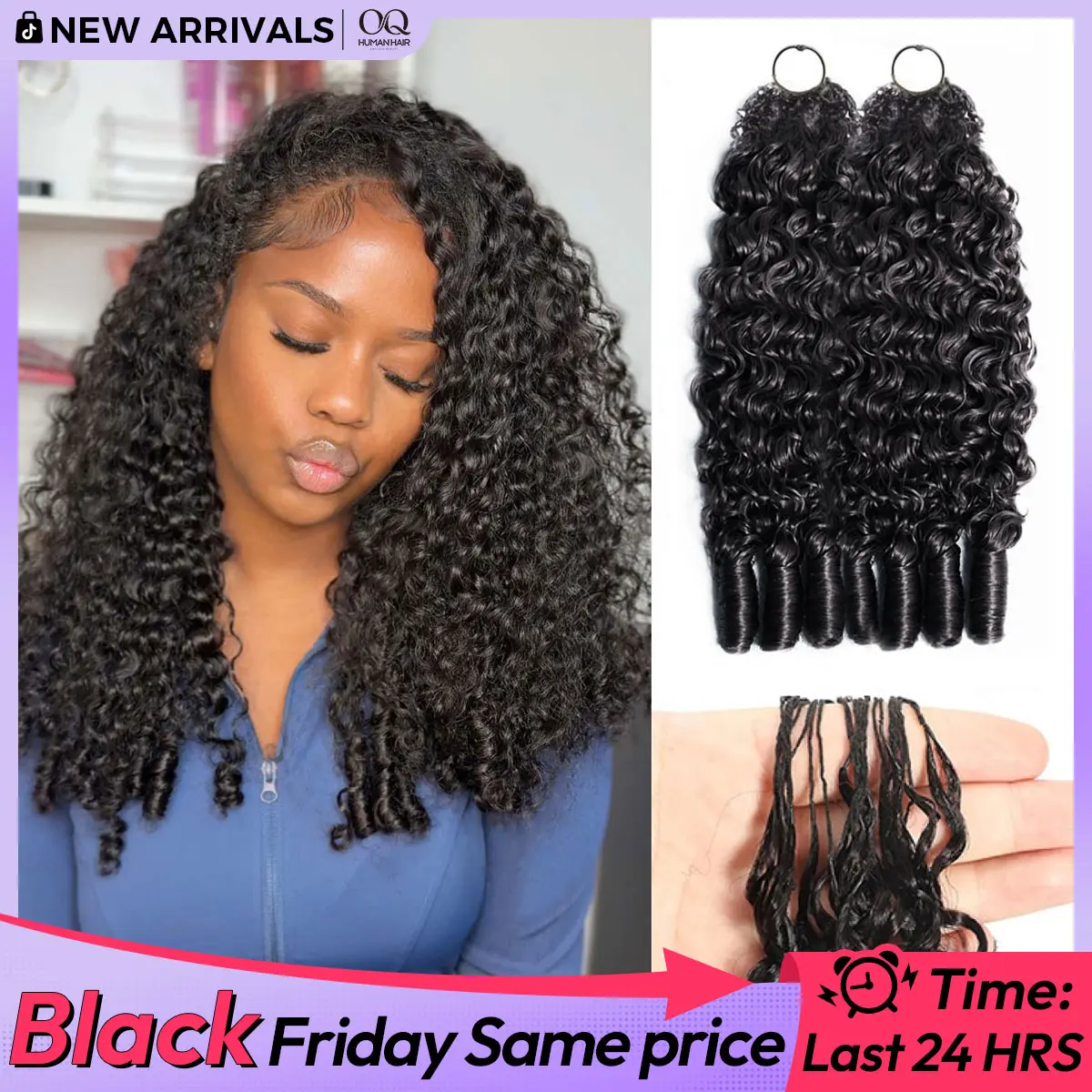 OQ HAIR Crochet Human Hair Burmese Curly Braiding Hair Bundles 50g Knotless Pre-Separated Invisible Crochet Hair Extensions #tiktokshopstockup #SohoChic