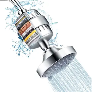 Combination shower head and 20-stage shower filter, high pressure 5 spray settings filtered shower for hard water, removes harmful substances reduces chlorine and heavy metals Fixtures