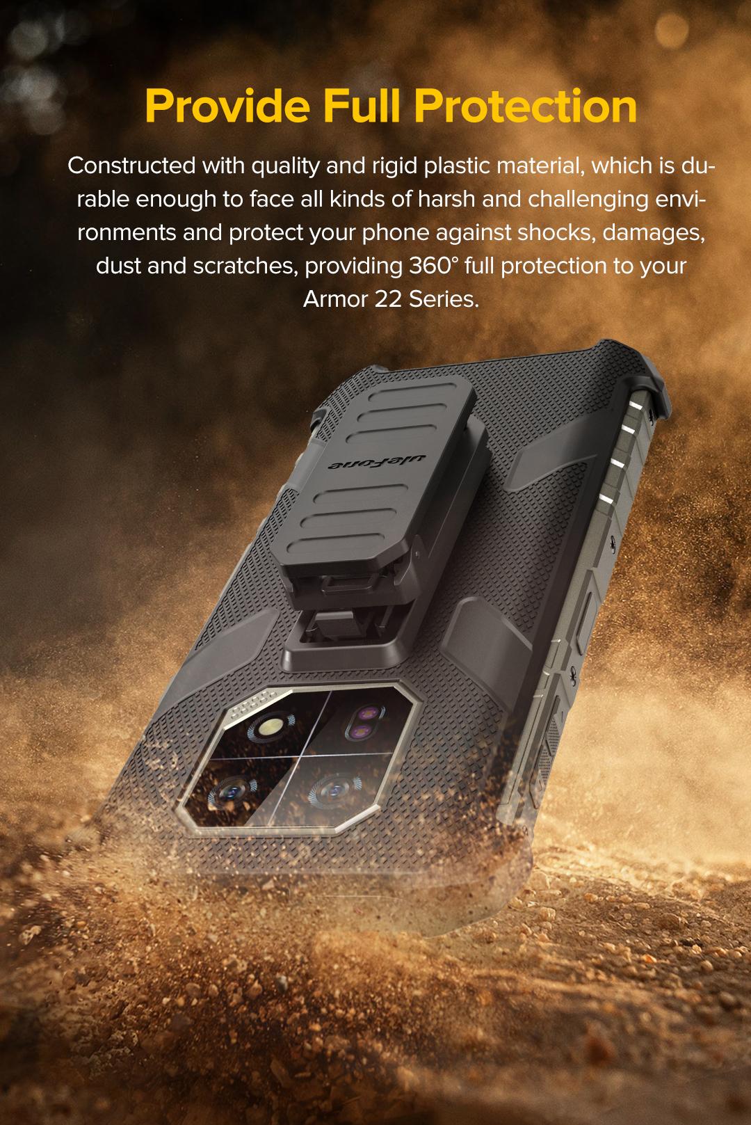 Ulefone Armor 22 Series Multifunctional Protective Case Original Black Case Armor 22 with Back Clip Carabiner