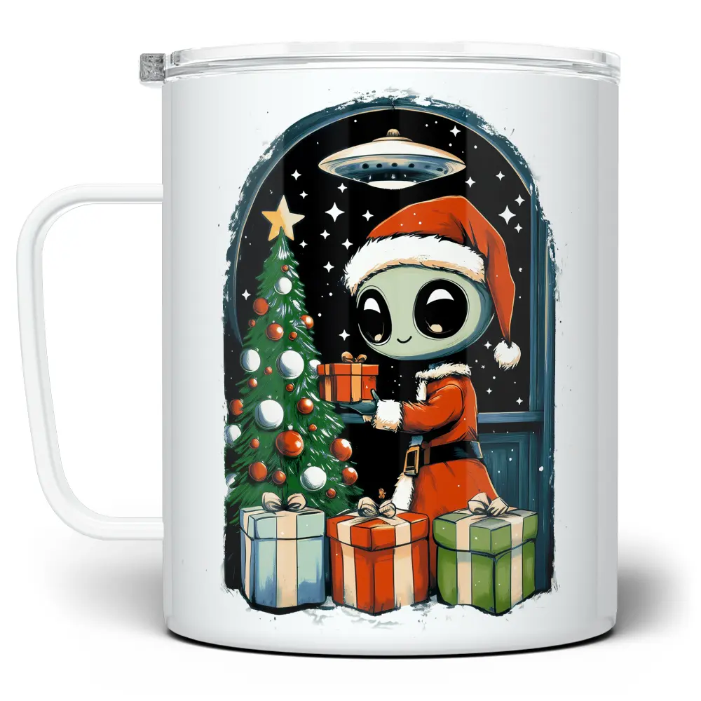 LOFTIPOP Alien Santa Christmas Mug, Fun Paranormal UFO Extraterrestrial Sci Fi Holiday Cup, Designed and Printed in the USA by Loftipop