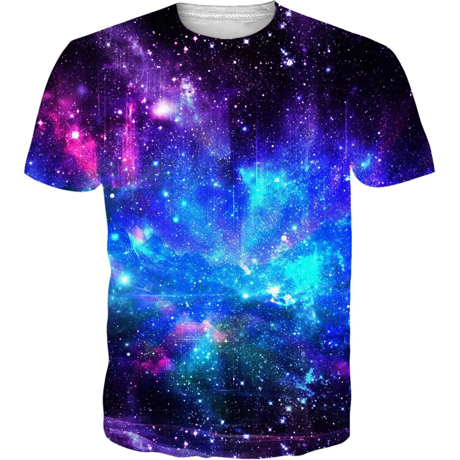 Women's 3D Galaxy Print T-Shirt, Casual Short-Sleeve Cosmic Streetwear in Breathable Fabric, Sizes S-XXXL, Tops, Shortsleeve, Starry Sky, Vivid, S To Xxxl, All Over Print, Printed, Tee