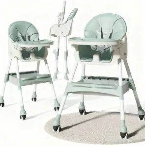 6-in-1 Multifunctional Baby High Chair with 5-Point Safety Harness, Detachable Tray (Dual Trays Included), Suitable for Infants & Toddlers, Height-Adjustable with Removable Cushion - Christmas Gift