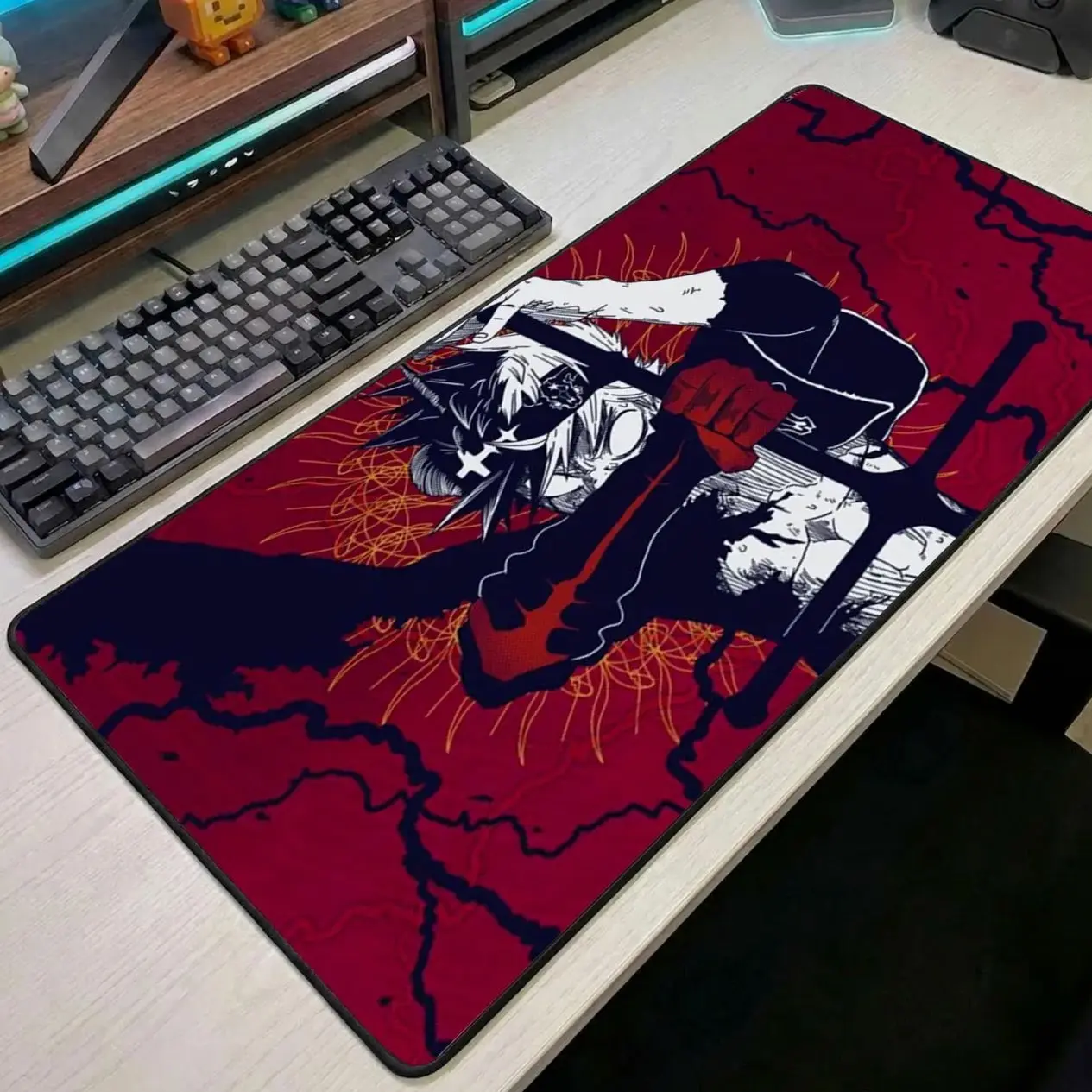 Black Clover Mouse Pad Anime Desk Mat Asta Demon Form Gaming Mousepad Large Desk Pad