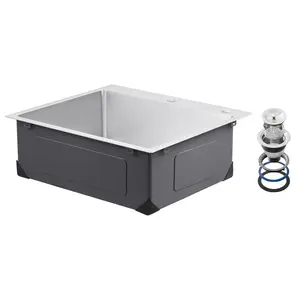 VEVOR 25 inch Kitchen Sink Workstation,  , 304 Stainless Steel Top Mount Sinks, Drop-In Single Bowl Farmhouse Basin with Accessories, Household Dishwasher Sinks for RV, Prep Kitchen, Laundry Room, Bar