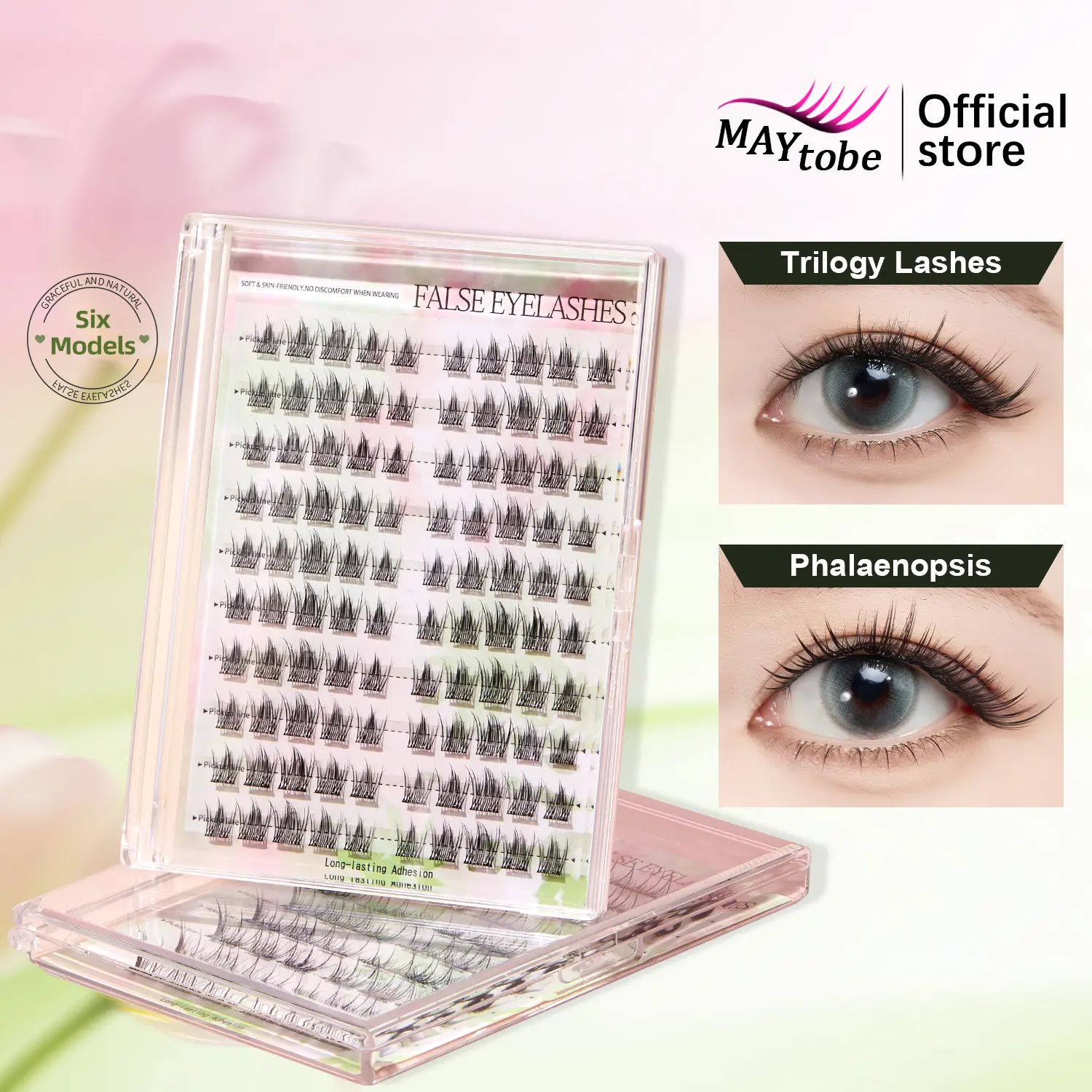 MAYTOBE No Glue Needed Lash Clusters Kit, Self-Adhesive Press-On Eyelash Extensions for Gentle Daily Makeup, Natural Wispy Lashes, 60-120 Pcs with Tweezers, Eyelashes Extensions