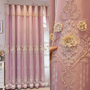Luxury European Style Blackout Curtains, Minimalist Bedroom Drapes, Home Decoration Curtain, Full Light Blocking Sun Protection UV Resistant Fabric