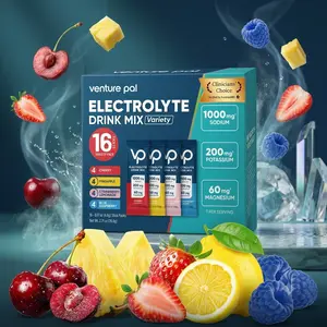 Venture Pal High Sodium Sugar Free Electrolytes Powder Packet, Zero Calories Hydration Packets with Vitamin, Sodium, Potassium & Magnesium, Electrolyte Drink Mix, Vegan, Keto Friendly, 16 Count