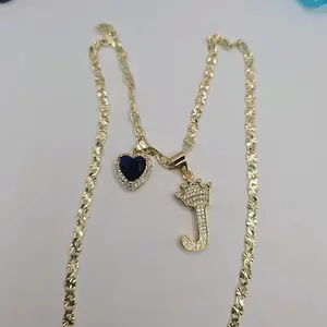 Blue Heart with letter beautiful style GOLD-PLATED 24"inches size ALL LETTERS AVAILABLE