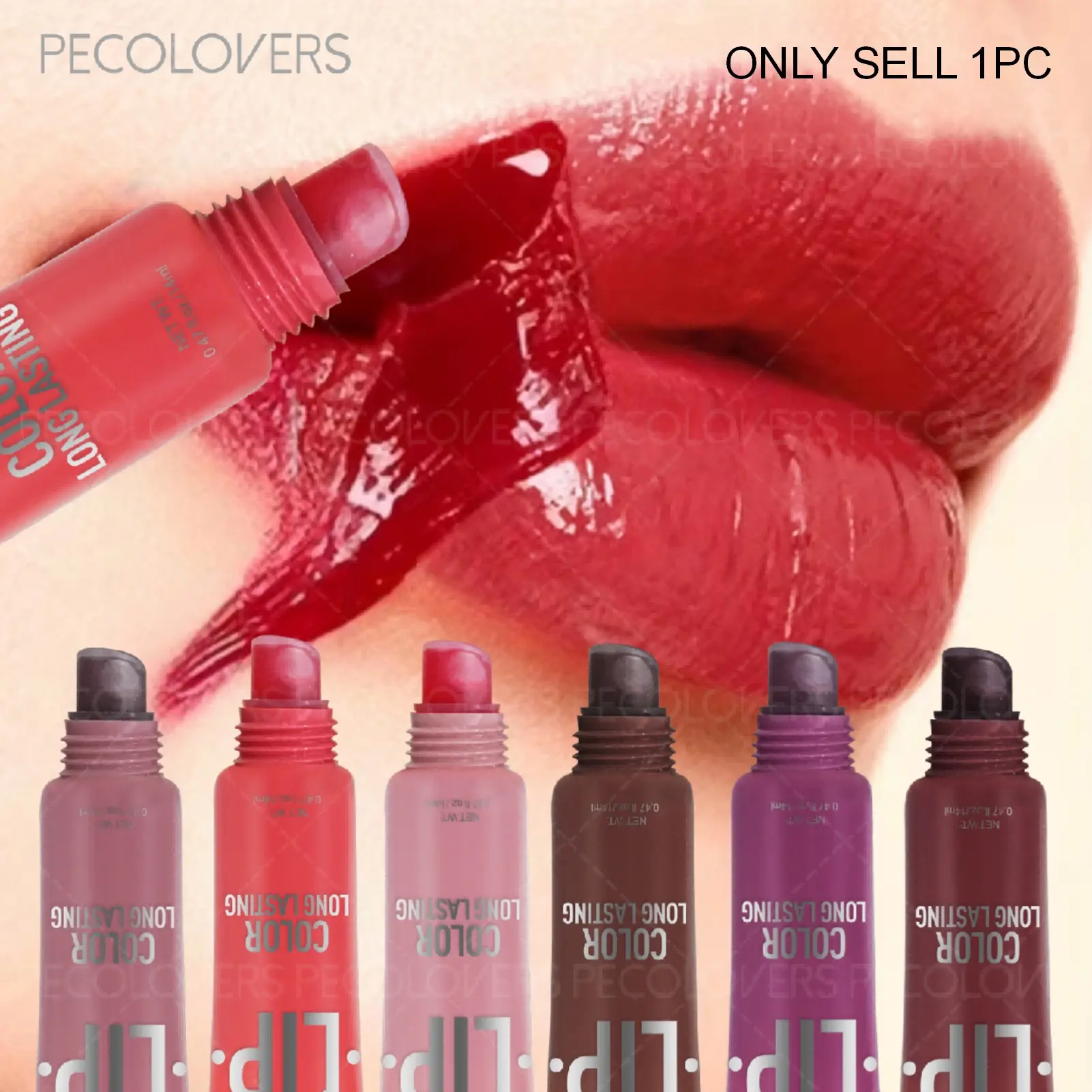 1PC Amazing Peel Off Lip Gloss Purple Brown Longlasting Non-Stick Cup Matte Velvet Liquid Lipstick Colored Tear-Off Lip Tint Glossy Lip Stain Makeup Nonstick Lipgloss Longwear Lip Stain Lip Products Makeup