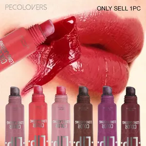 1PC Amazing Peel Off Lip Gloss Purple Brown Longlasting Non-Stick Cup Matte Velvet Liquid Lipstick Colored Tear-Off Lip Tint Glossy Lip Stain Makeup