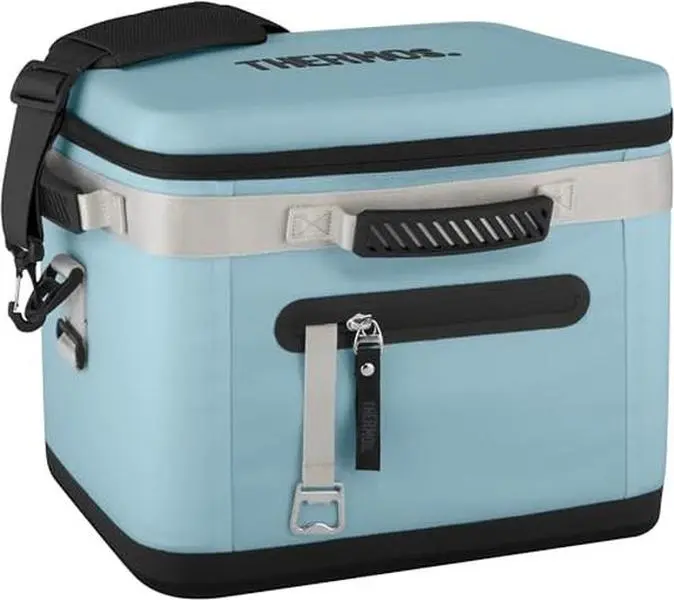 THERMOS Soft-Sided Glacier Cooler Bag - 24-Can Portable Beverage Cooler with Welded Foam, Durable Insulated Bag, Waterproof Lightweight Pack, Cold Storage, Waterproof Zipper, Shoulder Strap, Travel Must Haves for Luggage Use