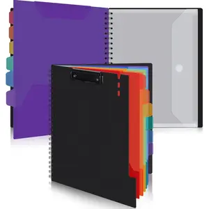 Clipboard with Folder Organizer, 12 Pockets Project Organizer - Refillable Lined Notepad (11" x 8.5"), Hardcover Project Organizer with Stay-Put Tabs (Macaron 1 Pack)