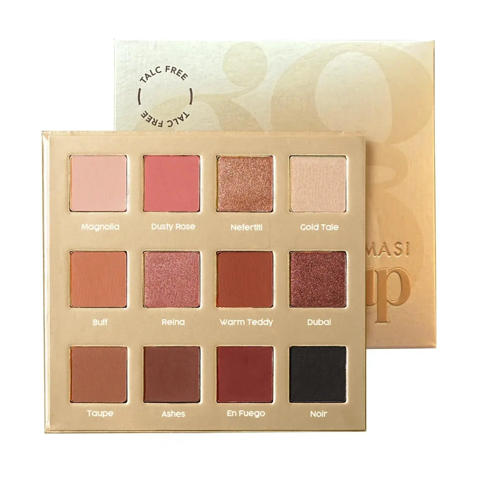 FARMASI Glam Up Makeup Eyeshadow Palette, Highly Pigmented Talc-Free Mineral Cosmetic, 12 Blendable Shades with Smooth Matte, Shimmer & Metallic Finishes