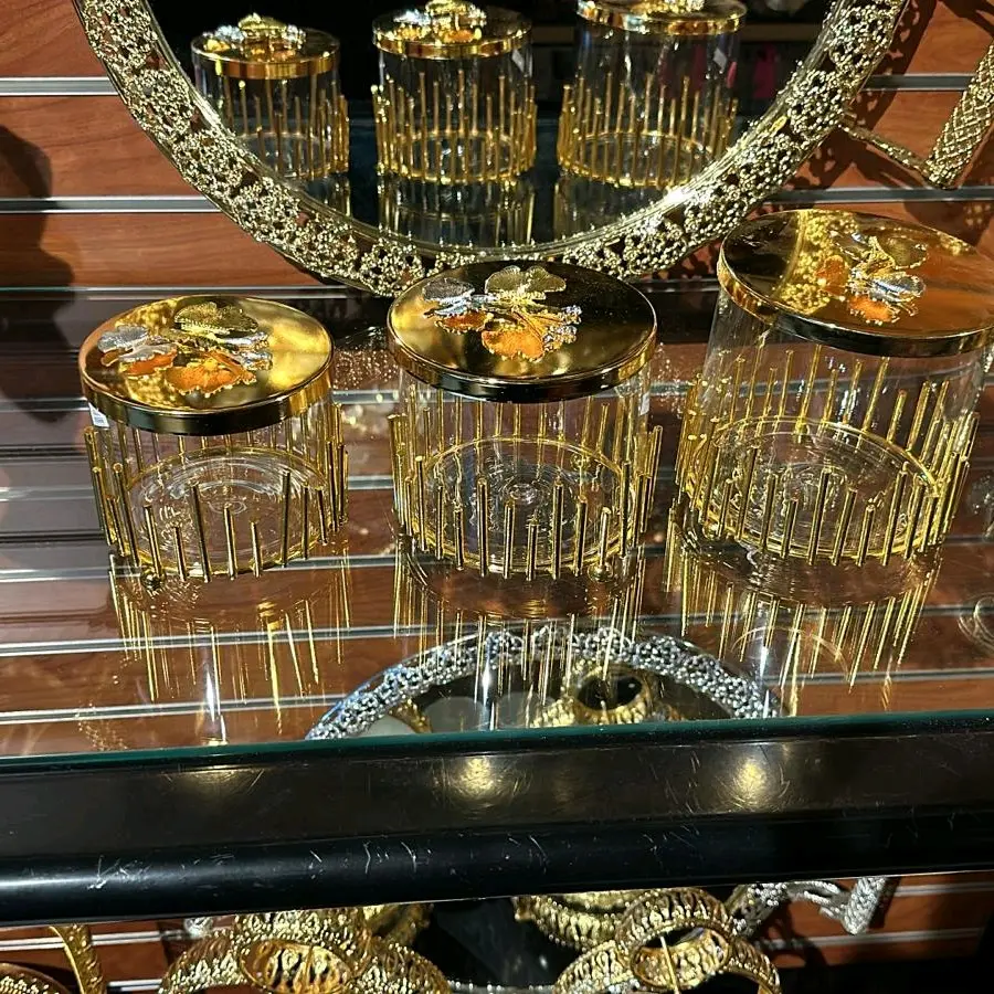 Glass with metal lid canisters With Lid Round Glass with metal lid canisters With Lid Round