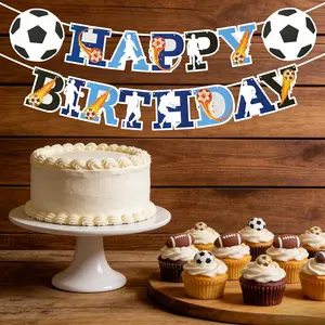 1 Set Birthday Happy Letter Flag Set, Durable Cardboard Flags with Ribbon, Adjustable Length Hanging Sign, Reusable Wall Decor for Parties