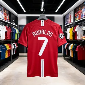07 08/Away Kit/Short Sleeve /7# Ronaldo/Retro/Soccer Jersey/Red/Fans Version