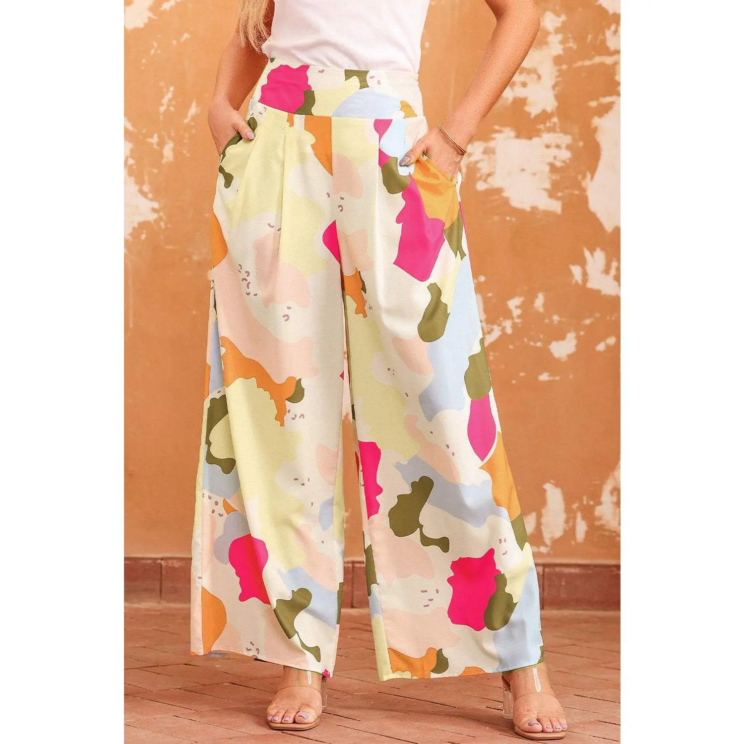 Multicolored High Waist Wide Leg Pants