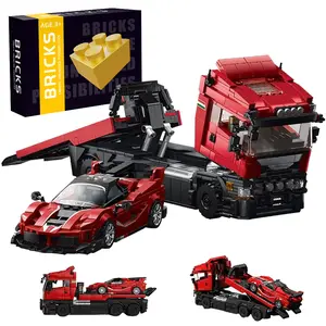 Building block sports car set, half truck toy, suitable for adult collectors and gifting to friends as ornaments