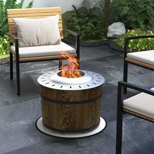 Magnesium Oxide Smokeless Fire Pit - Portable Heavy-Duty Brown Camping Bonfire Stove with Heat-Resistant Base Mat, Outdoor Fireplace for Backyard Patio Gatherings, RV Camping & All-Season Outdoor Heating