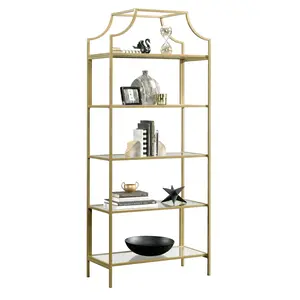 International Lux Modern Bookcase - 5 Open Shelves with Safety-Tempered Glass