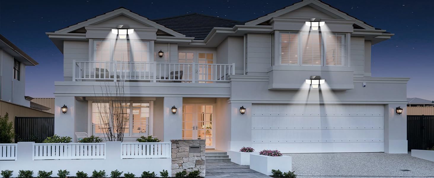 DEEPN Solar Outdoor Motion Lights - Upgraded 4 Heads 188 LED Security Lights with Motion Sensor Lights, IP65 Waterproof 270° Wide Angle Flood Wall Lights for Home Darkroom Backyard