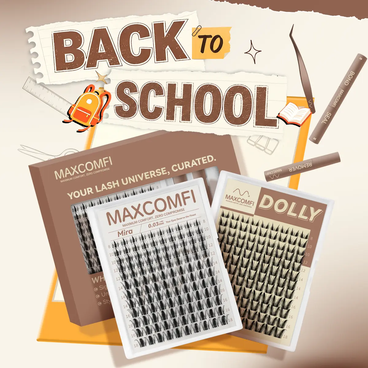 MaxComfi Cosmetic Eyelash Clusters Kit - Bunny Style Manga Anime Lashes, DOLLY/Mira Waterproof Lash, Super Soft Thin Band, Long-Lasting, Easy to Apply, Beginner-Friendly DIY for Zootopia Judy Hopps Daily Makeup Summervibes, Manga Lashes,sunscreen