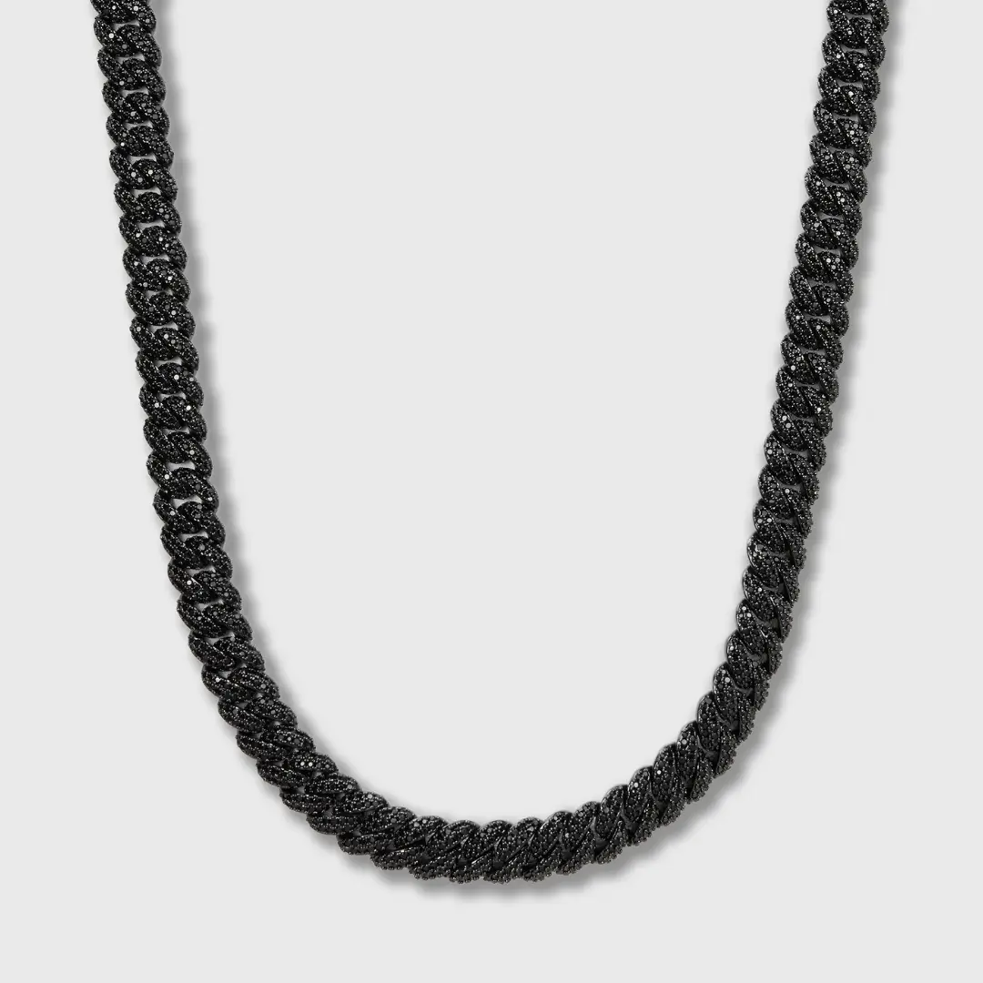 IMPERIUM JEWELRY 10mm Black Sparkling CZ Chunky Cuban Chain Necklace, Cuban Zirconia Fashion Costume Jewelry Accessory for Chain Enthusiasts, Cuban Zirconia Necklace