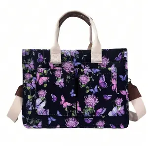 Butterfly Print Multifunctional Large Capacity Tote Bag for Women - College Style Shoulder Bag & Crossbody Bag - Fashionable & Practical Everyday Use multi-pocket design