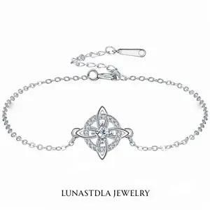 LunaStdla Hecate Witches Knot Bracelet, 12 Month Birthstone Cubic Zirconia Copper Chain, Adjustable Celtic Protection Amulet, Personalized Wiccan Pagan Jewelry Gift for Women Spiritual Daily Wear