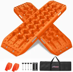 Nilight Recovery Off-road Traction Boards  Tire Mats For 4WD 4X4 Mud Sand Snow with 2PCS Mounting kit Zipper Bag 2 leashes (Orange) Truck Accessories
