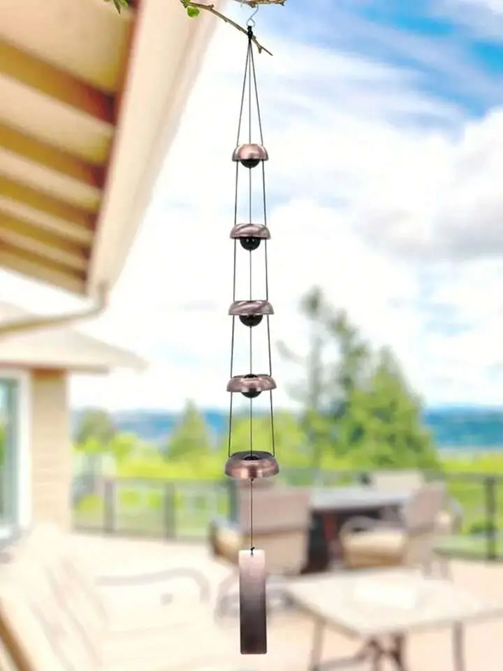 Outdoors Copper wind chimes - Temple wind bell with 5 Bells, metal Memorial Wind Chime for Home Yard Outdoor Garden Decor