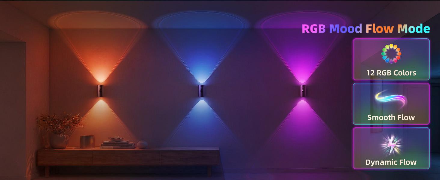 Motion Sensor Light Indoor with Remote, 4000mAh Rechargeable RGB Ambient LED Wall Lamp, Magnetic Stick-On Night Light for Hallway, Stairs, Bedroom and Living Room(2 Pack)