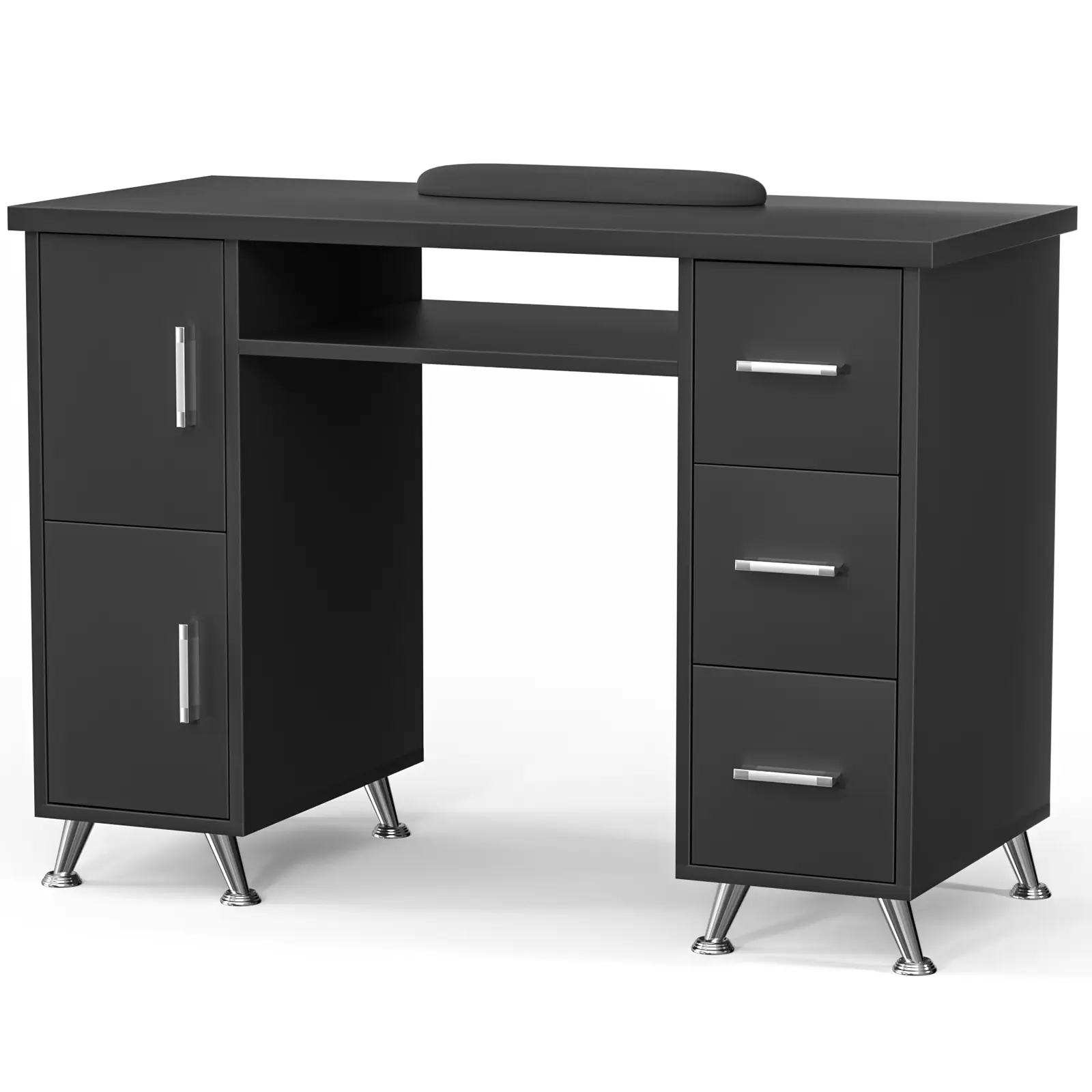 Nail Table for Nail Tech Acetone Resistant Nail Desk Manicure Table Nail Tech Desk for Beauty Salon Nail Table w/Drawers Storage Cabinets Wrist Rest W