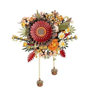 Building Block Wall Hanging - Floral Set for 6 Years Old or Above with Eternal Flowers and Mosaic Decoration, Floral Gift Set Ornaments Hangable