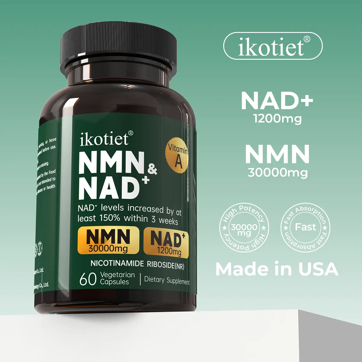IKOTIET Extra Strength Liposomal Healthcare Supplement Stack for Adults - NAD+ Cell Health, Energy Boost, Edible, Gluten Free, with Green Tea, Resveratrol, CoQ10, Alpha Lipoic Acid, Magnesium Complex (Capsules), Cosmetic
