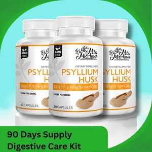 90 Day Digestive Care Kit - Psyllium Husk | Gut and Colon Support | Digestive Support | Non-GMO | 180 capsules