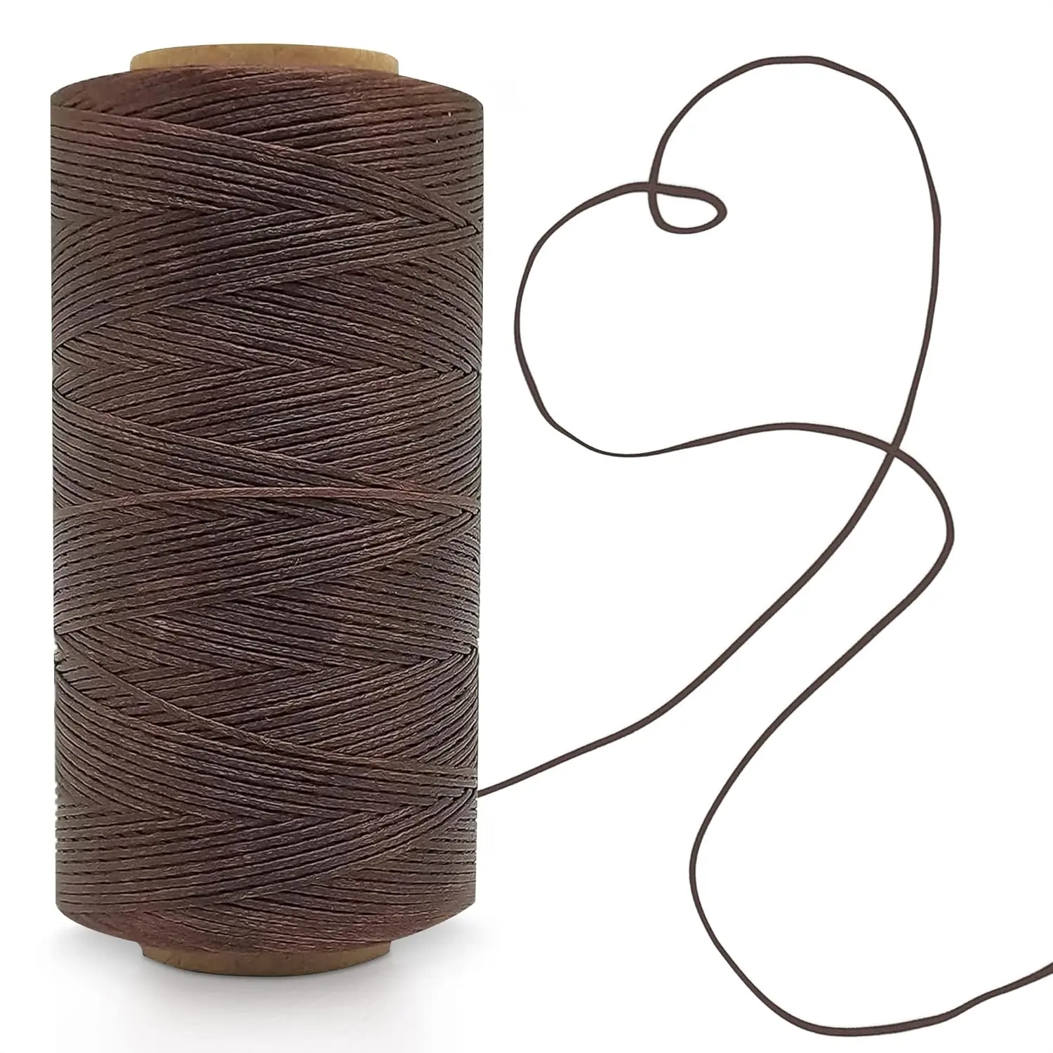 Waxed Thread 284 YARDS 150D 1Mm Deep Brown Leather Sewing Waxed Thread Leather Thread for Sewing Heavy Thread for Leather Sewing Machine Thread for Leather Craft, Bookbinding, Shoe Repairing 125G VIKROM
