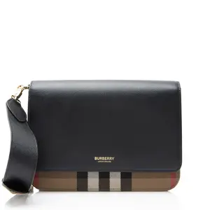Pre-owned BURBERRY Leather Crossbody Bags House Check Mackford Crossbody