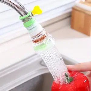3-piece adjustable faucet spray head - rotatable, extendable, splash-proof design, with transparent lid filter core and colorful handle - perfect for home use, PP material, kitchen faucet spray head, RV kitchen faucet spray head