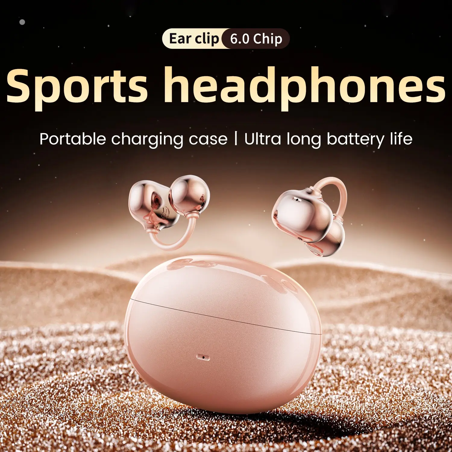  Open Ear Clip On Wireless Bluetooth Earbuds, Lightweight Sport Headphones with Comfortable Secure Ear Clip Fit, Stylish Non In Ear Design for Running, Gym, Work, Travel and Daily Use