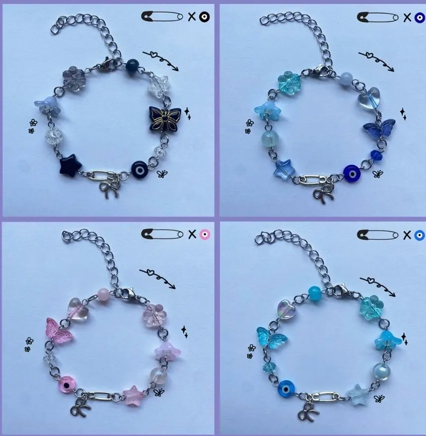[NEW] Y2K Evil Eye Safety Pin Bracelet – Stainless Steel Chain Jewelry - Handmade Bracelet