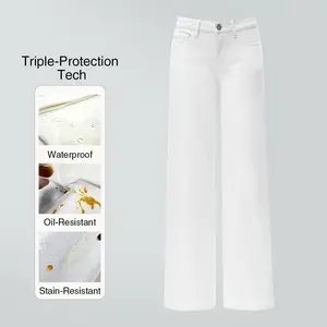 Magic ONESO Triple Protection White Mid-low Rise Baggy Jeans Stretchy Wide Leg for Women Distressed Pants Light Blue/Dark Blue Womenswear Bottom 8001 Lady Basic Minimalist Comfortable Denim Tummy Control Curve Hugging Plus Size Regular Size BBL