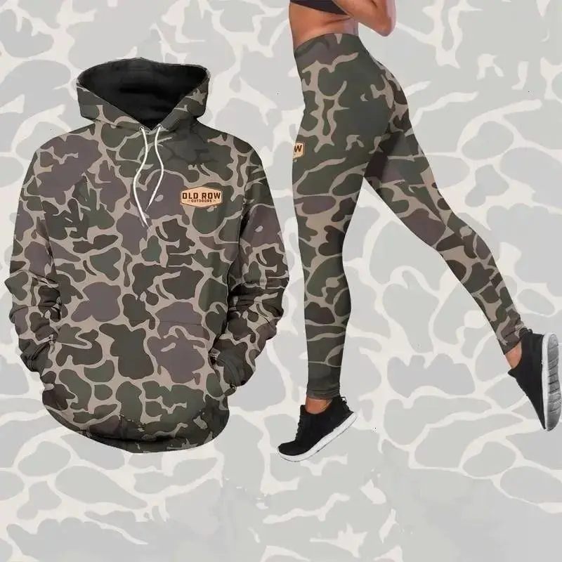 Women's Vintage Camo Hoodie or Leggings, Sold Separately, Retro Camouflage Outfit, Cozy Outdoor Loungewear, Fall Streetwear Fashion, Gift for Her