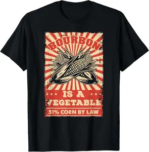 100% Cotton Vintage bourbon whisky saying "Bourbon is a Vegetable" T-Shirt