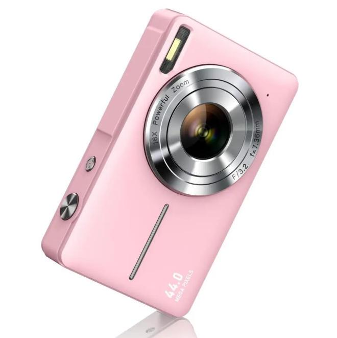 Upgrade to version 2.0 Portable Pocket Vlogging Camera with 32GB SD Card & Wrist Strap, Self Timer, Anti-Shake, 16X Digital Zoom, FHD 1080P Point & Shoot Camera for Daily Photography, Perfect Holiday Gift 【Light Pink】