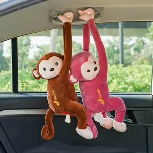 Creative Monkey Design Car Tissue Box, Cute Plush Car Tissue Holder, Car Interior Accessories, Tissue Holder for Car Home Bathroom