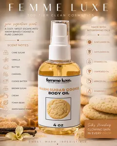 Warm Sugar Cookie Body Oil - Yummy 4 oz Fragrance Body Oil for Skin Care, Sugar & Buttery Cookie Dough Notes