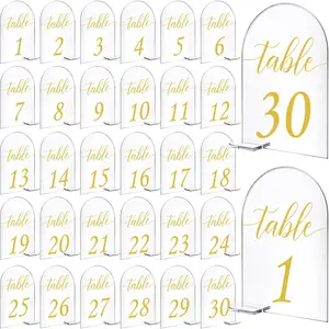 4 x 6 Inch 30 Sets   Table Numbers 1-30 Clear Table Signs Display Stand for Wedding Reception Event Party Centerpieces Decor
